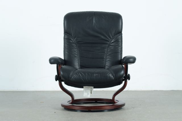 J.E. Ekornes N-6222 Norway Made Reclining Chair with Ottoman