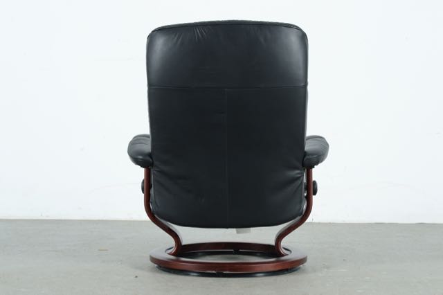 J.E. Ekornes N-6222 Norway Made Reclining Chair with Ottoman