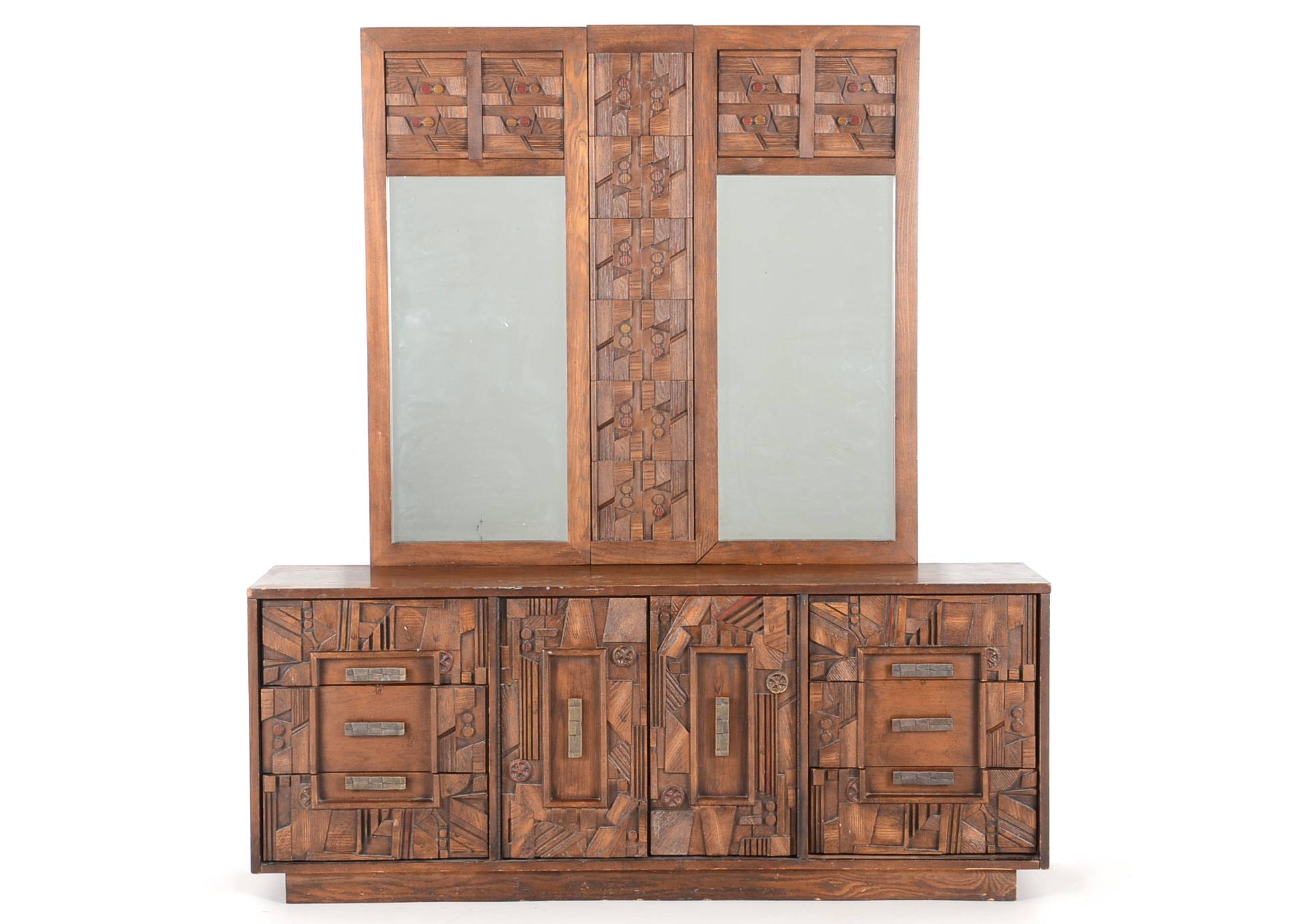 Modernist Oak Dresser with Mirror