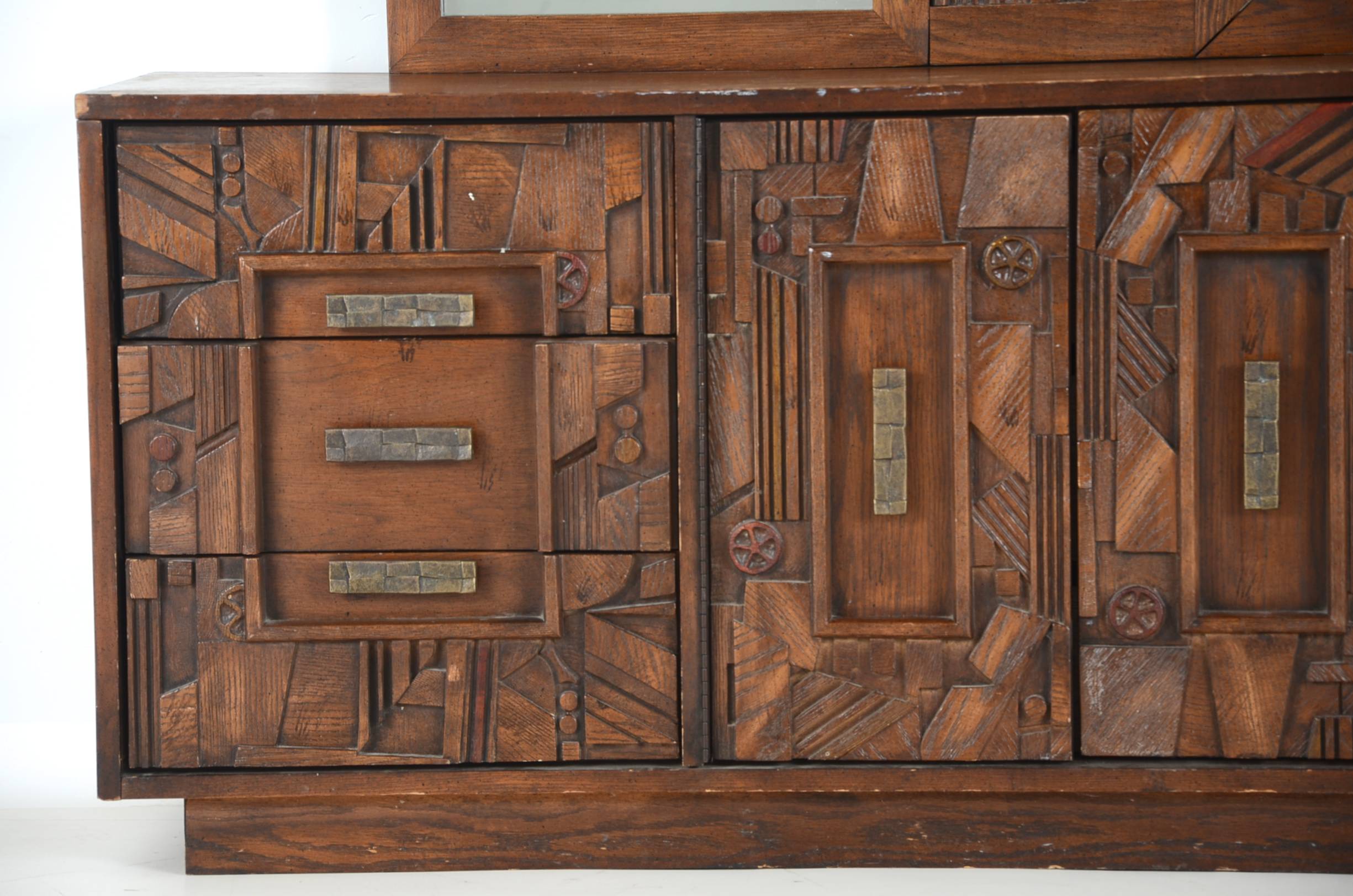 Modernist Oak Dresser with Mirror