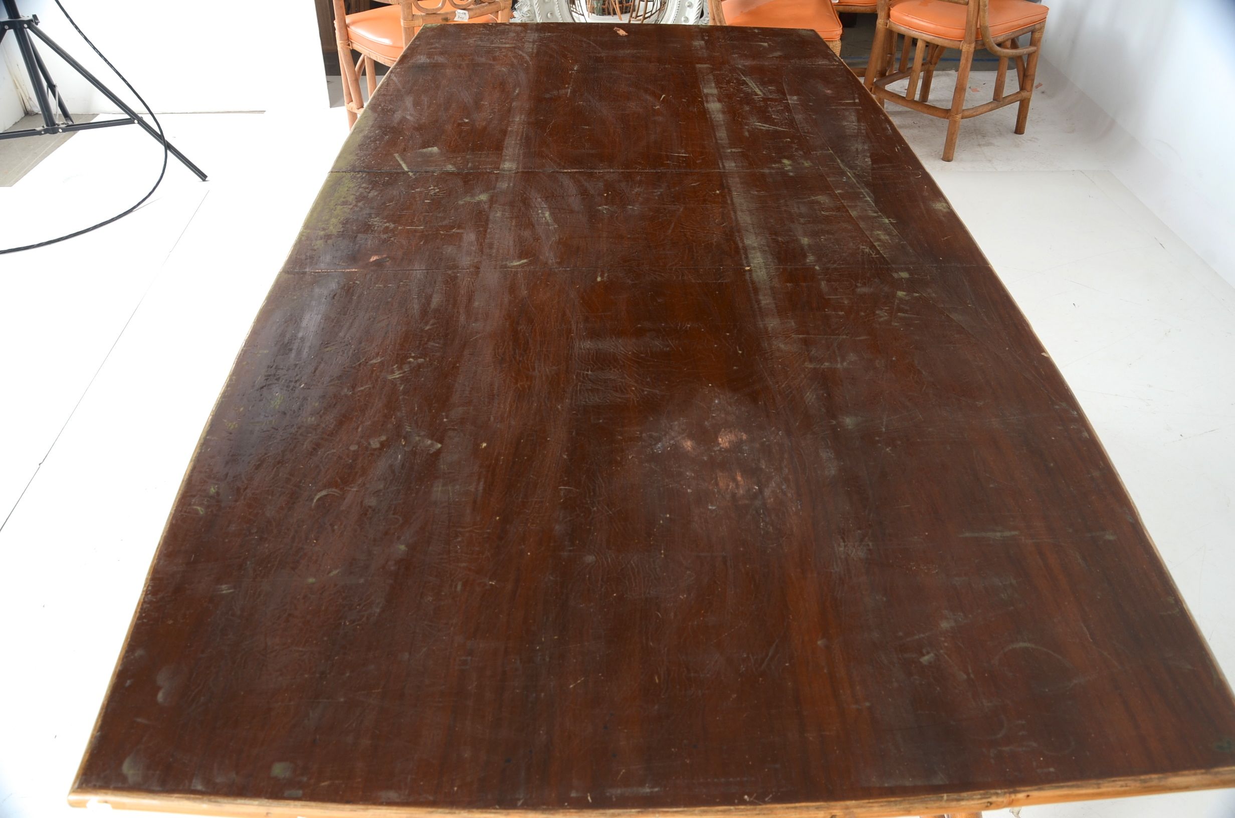 Rattan and Orange Vinyl Dining Set