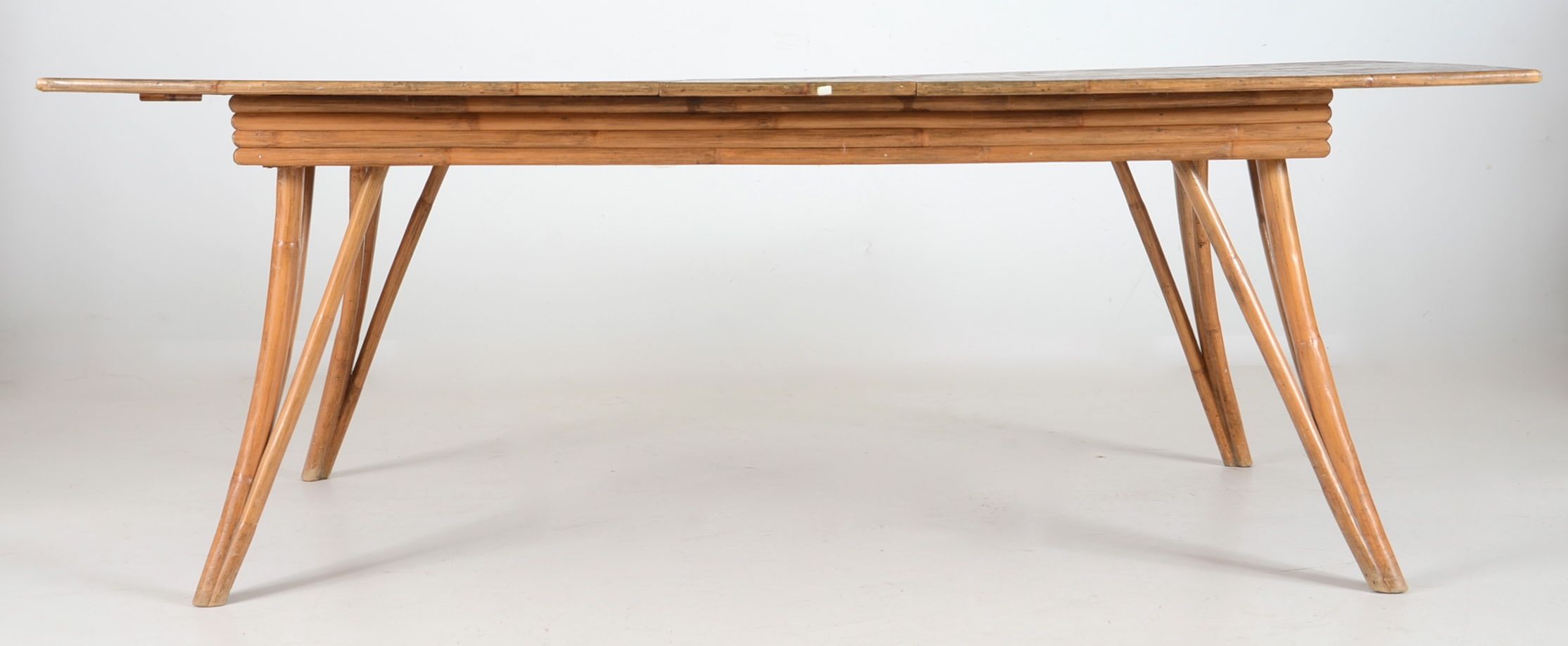 Rattan and Orange Vinyl Dining Set