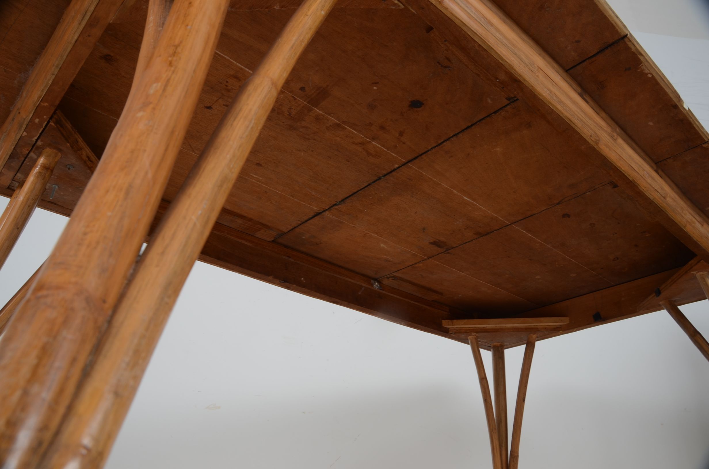 Rattan and Orange Vinyl Dining Set