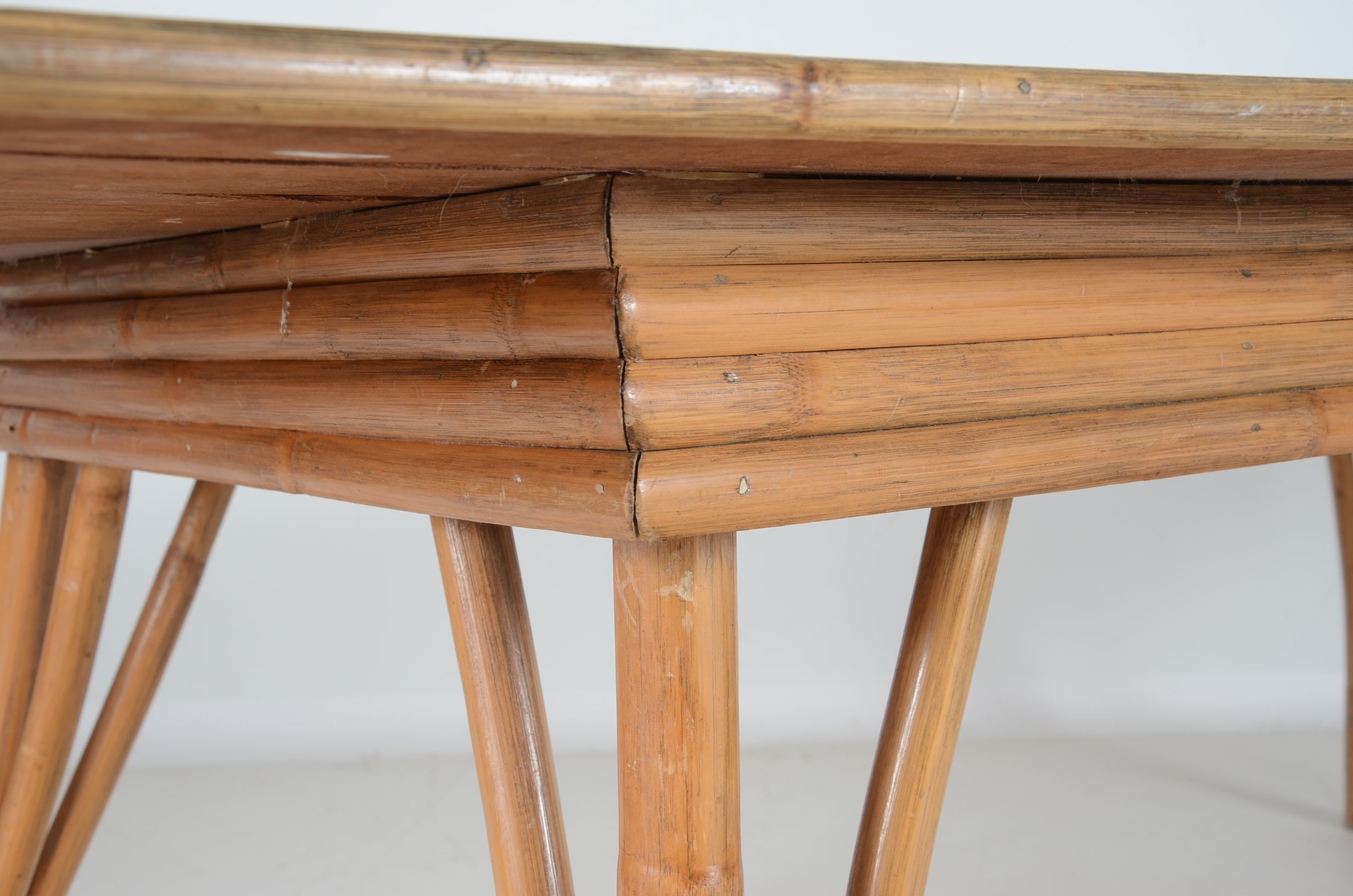 Rattan and Orange Vinyl Dining Set