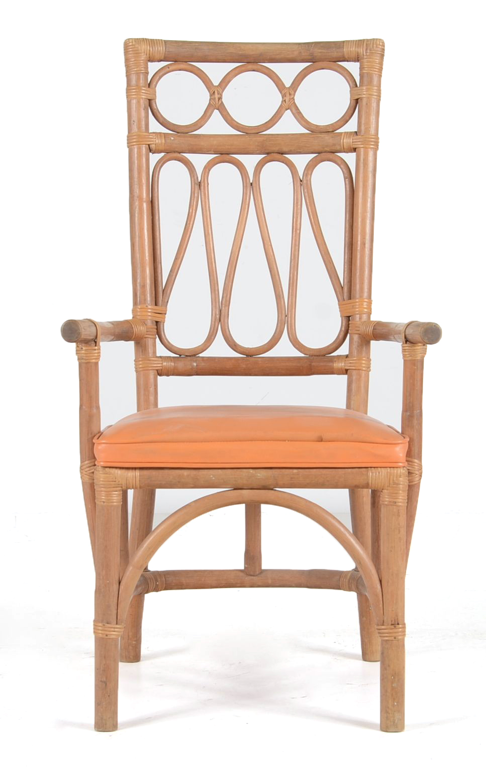 Rattan and Orange Vinyl Dining Set