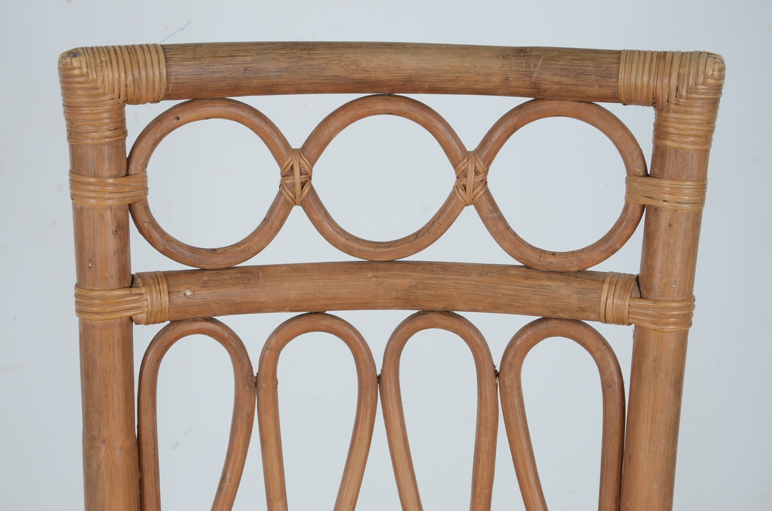 Rattan and Orange Vinyl Dining Set