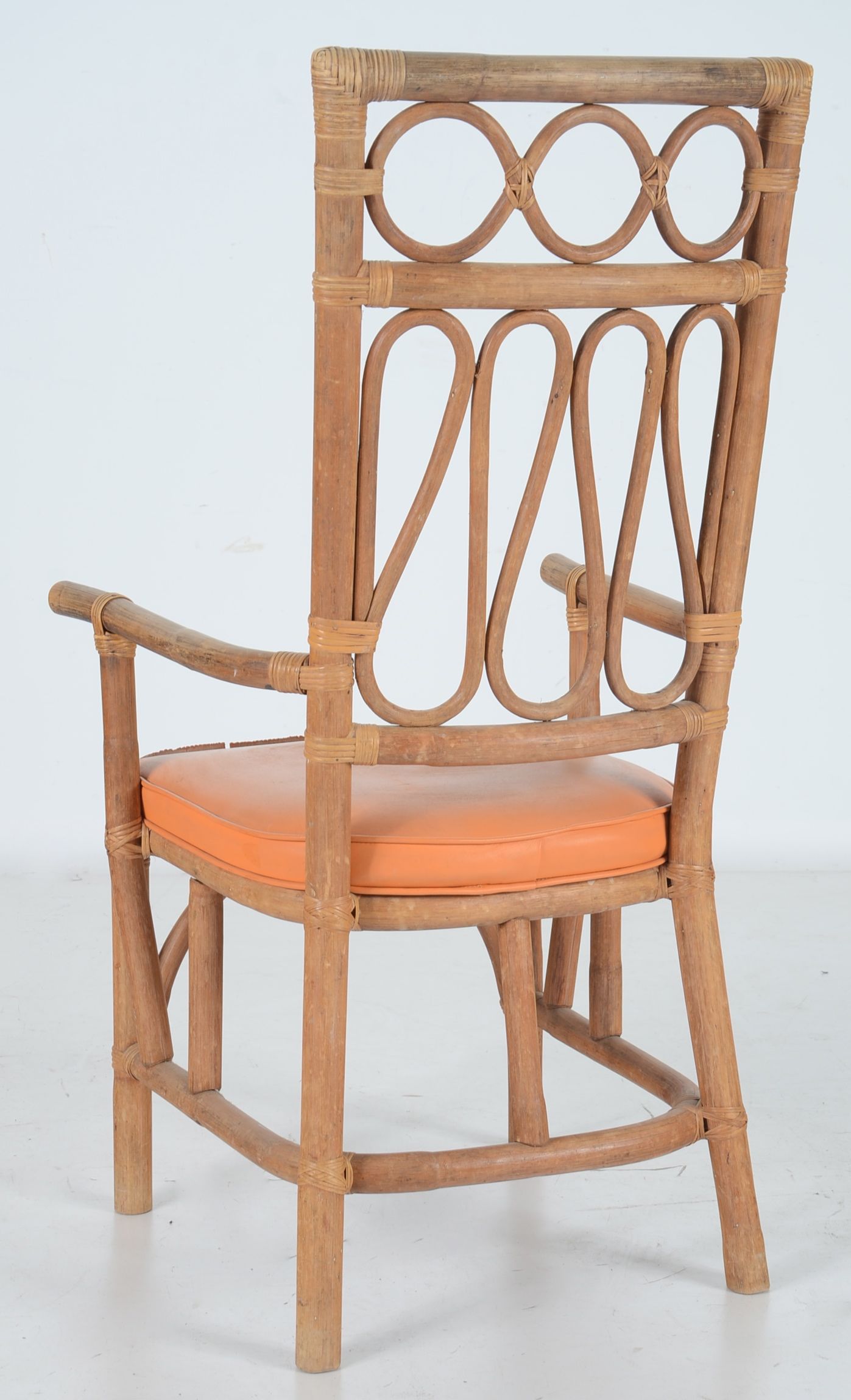 Rattan and Orange Vinyl Dining Set