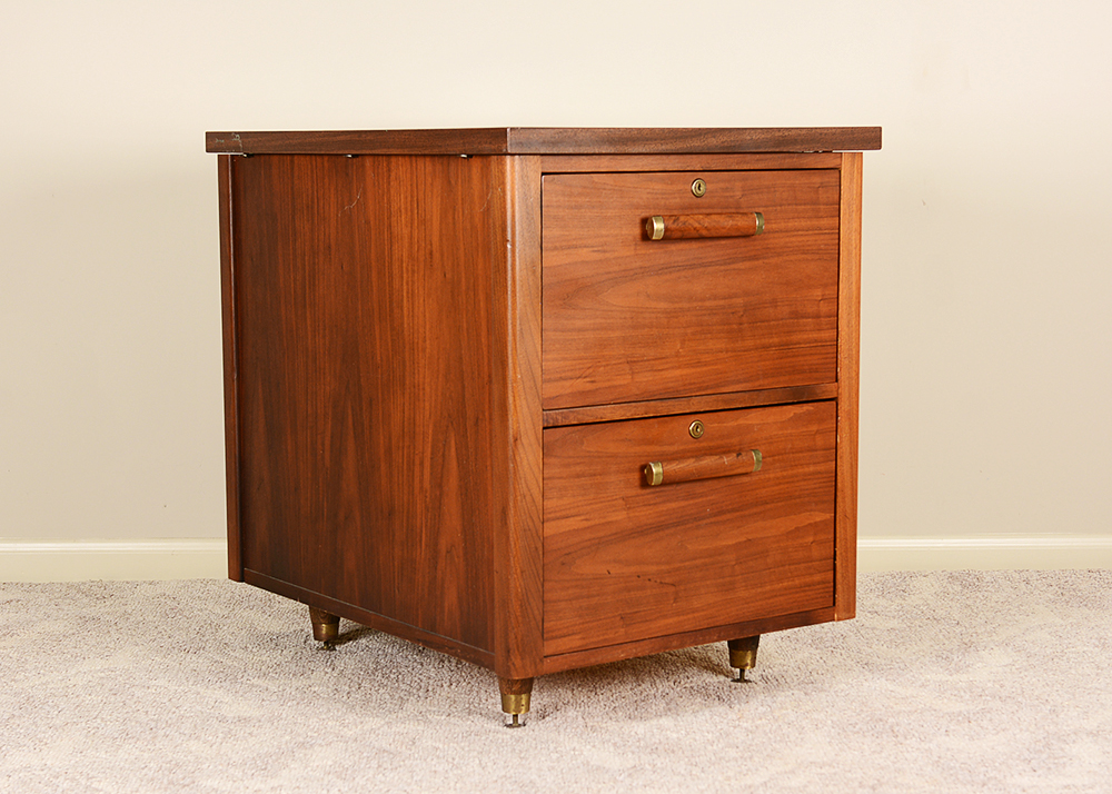 Mahogany Base Mid-Century File Cabinet