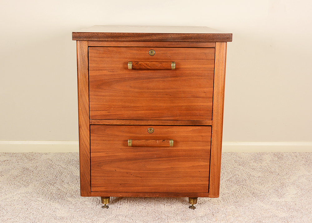 Mahogany Base Mid-Century File Cabinet