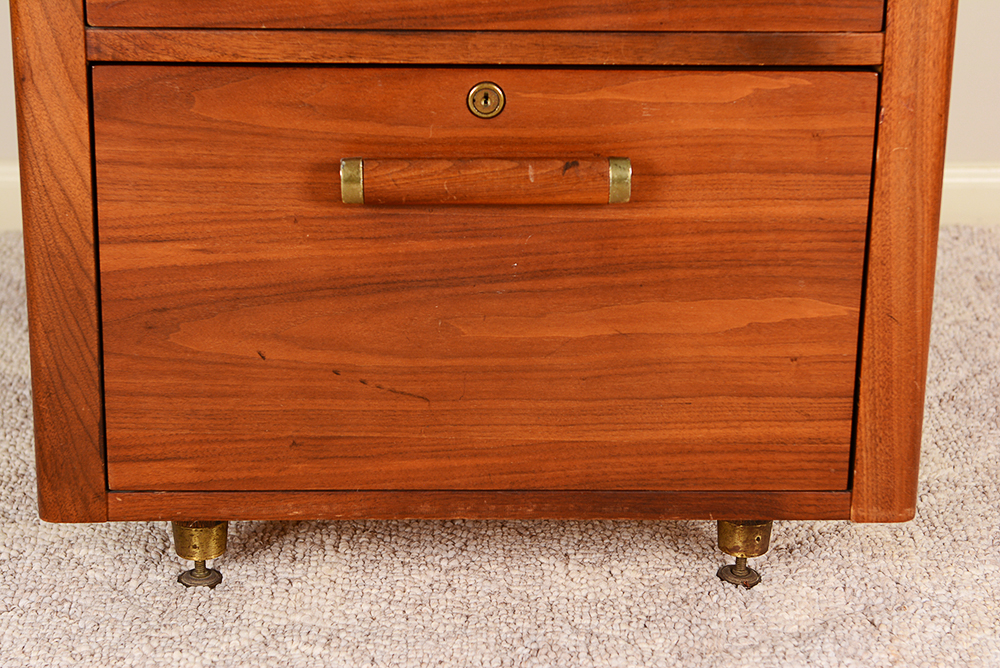 Mahogany Base Mid-Century File Cabinet