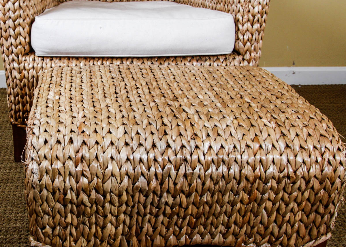 Pottery Barn Seagrass Wingback Armchair and Ottoman