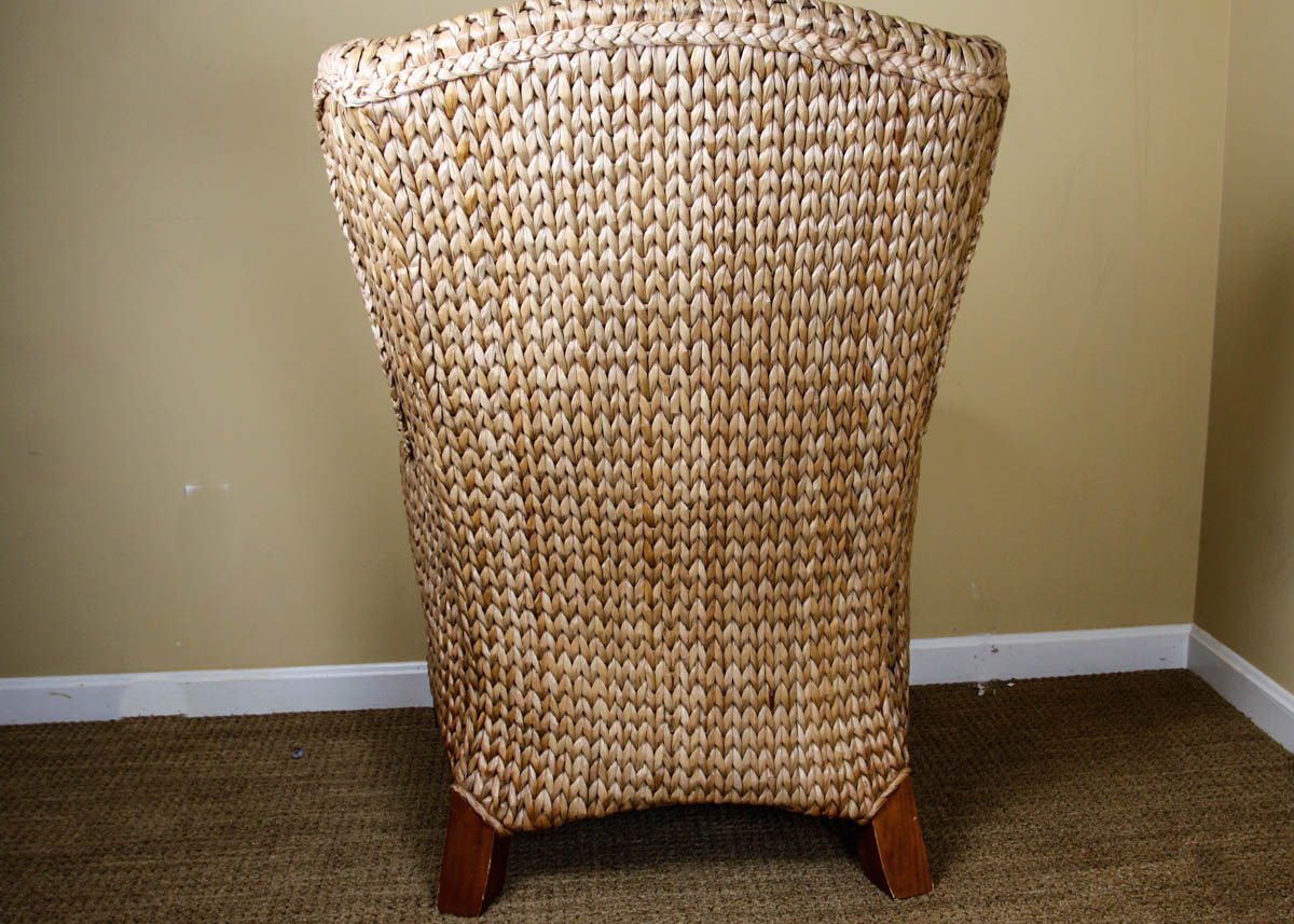Pottery Barn Seagrass Wingback Armchair and Ottoman