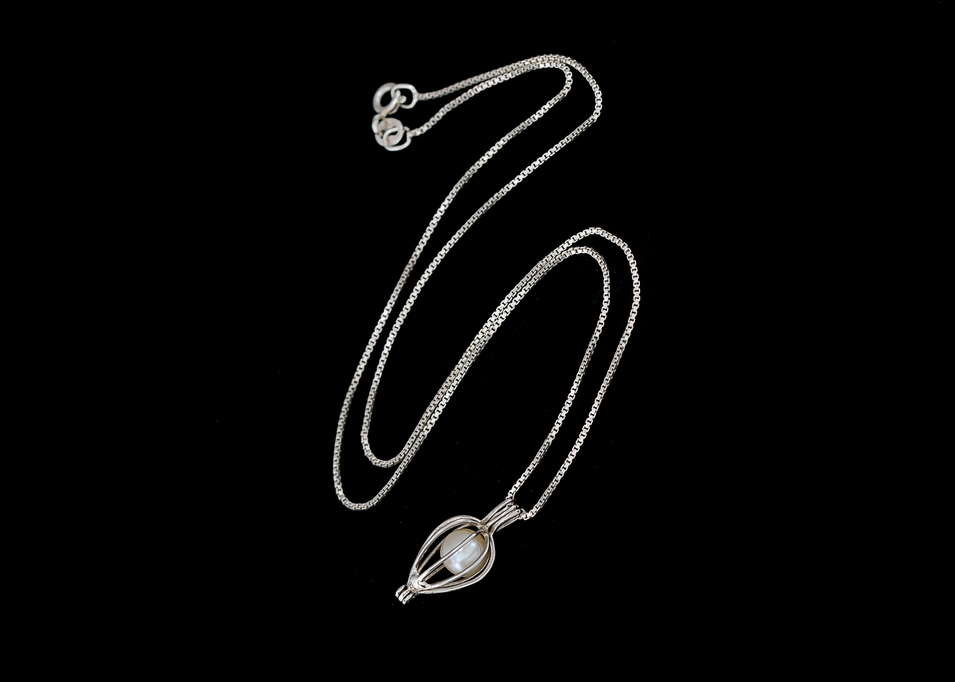 Pearl Necklace Pendant on Sterling Chain