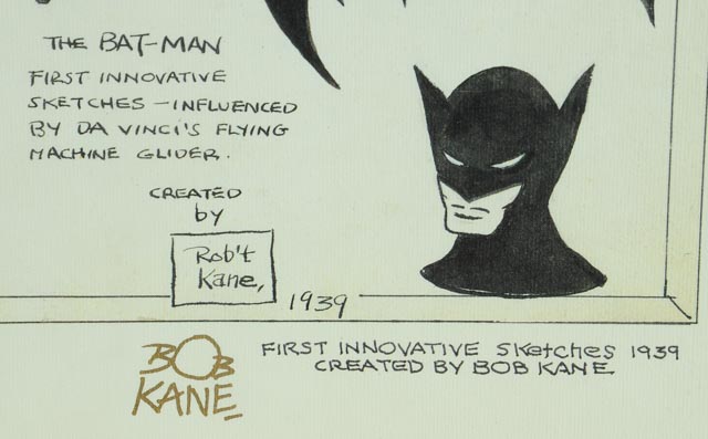 Robert Kane 1939 Batman Sketch Reproduction Print