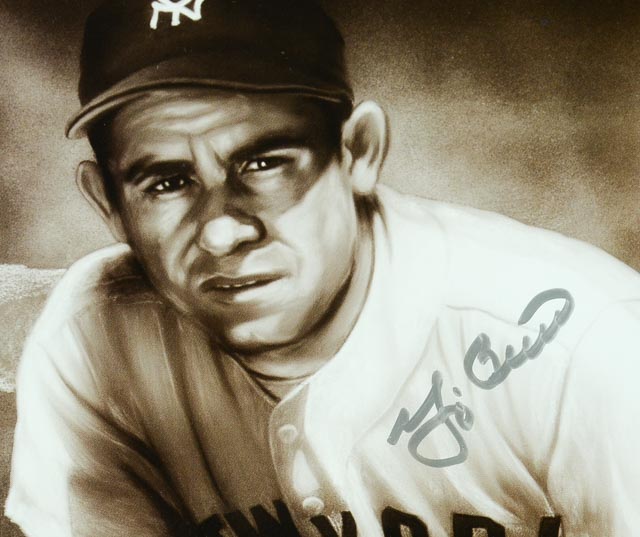 Yogi Berra Signed Toon Art Display  COA