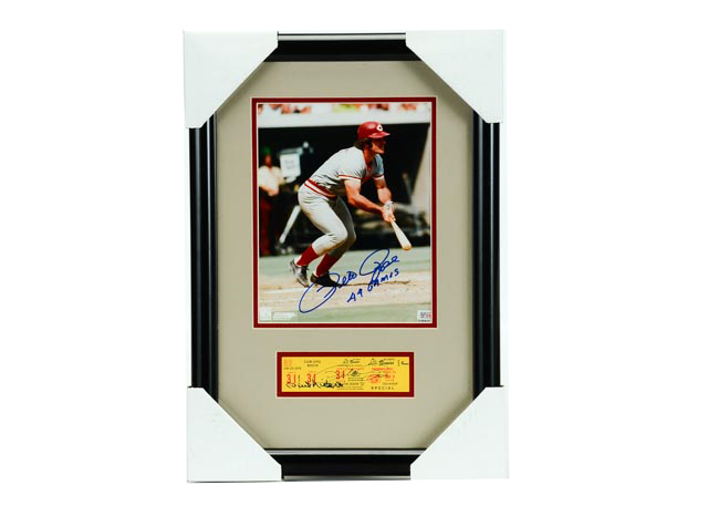 Niekro and Rose Signed 44 Hit Streak Display