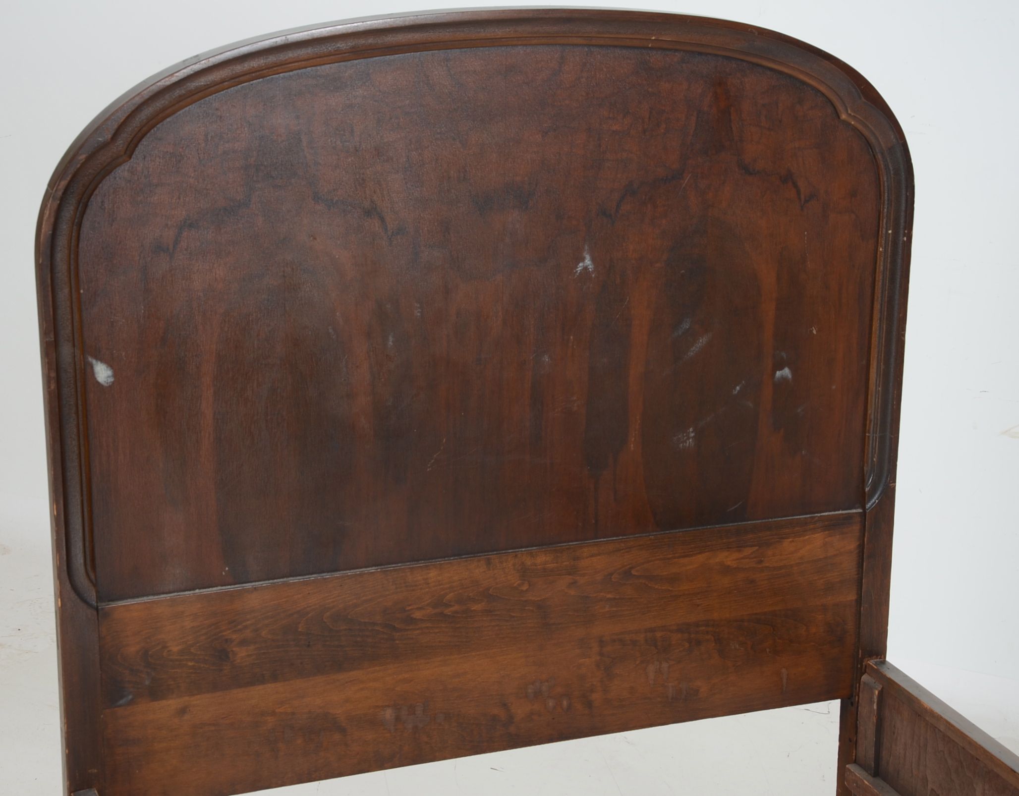Antique Walnut Twin Bed with Curved Footboard