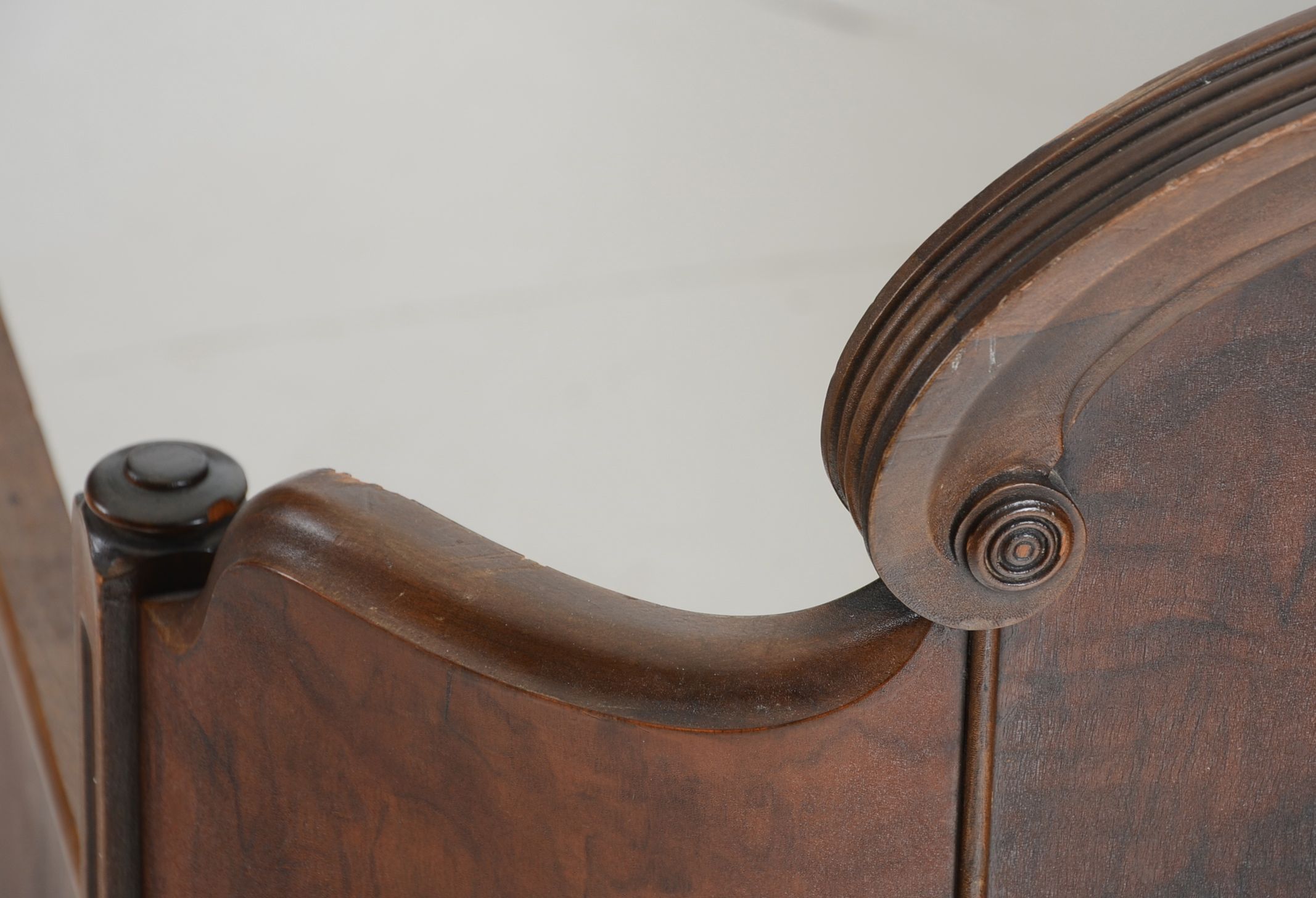 Antique Walnut Twin Bed with Curved Footboard