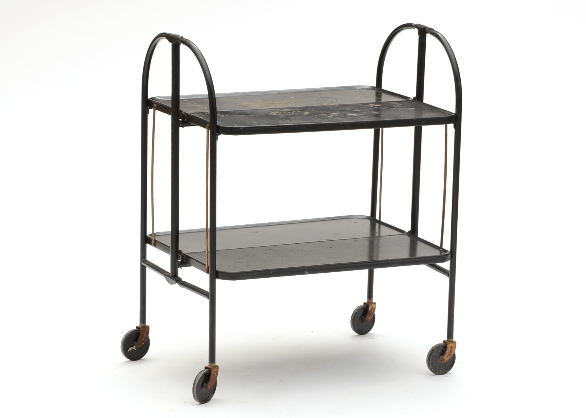 Fold'N Roll Versa-Table Black Metal Folding Cart