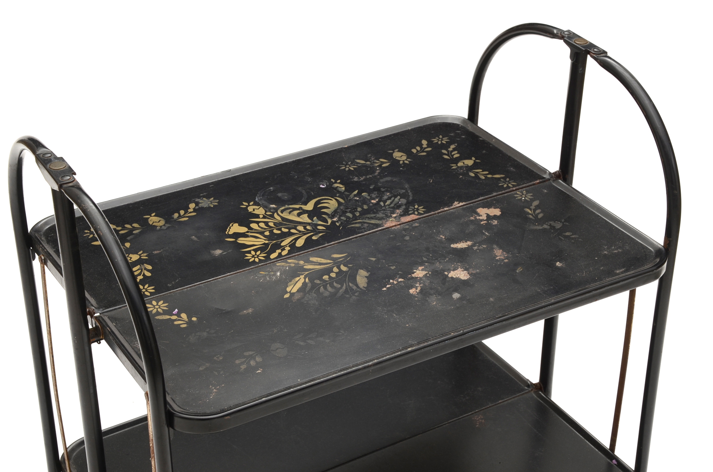 Fold'N Roll Versa-Table Black Metal Folding Cart