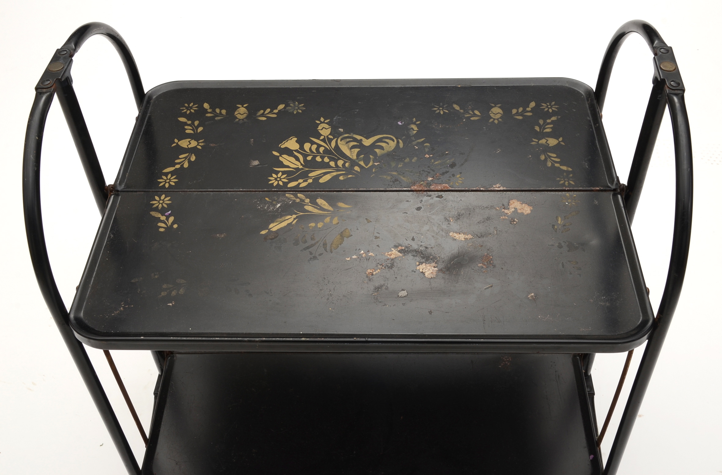 Fold'N Roll Versa-Table Black Metal Folding Cart