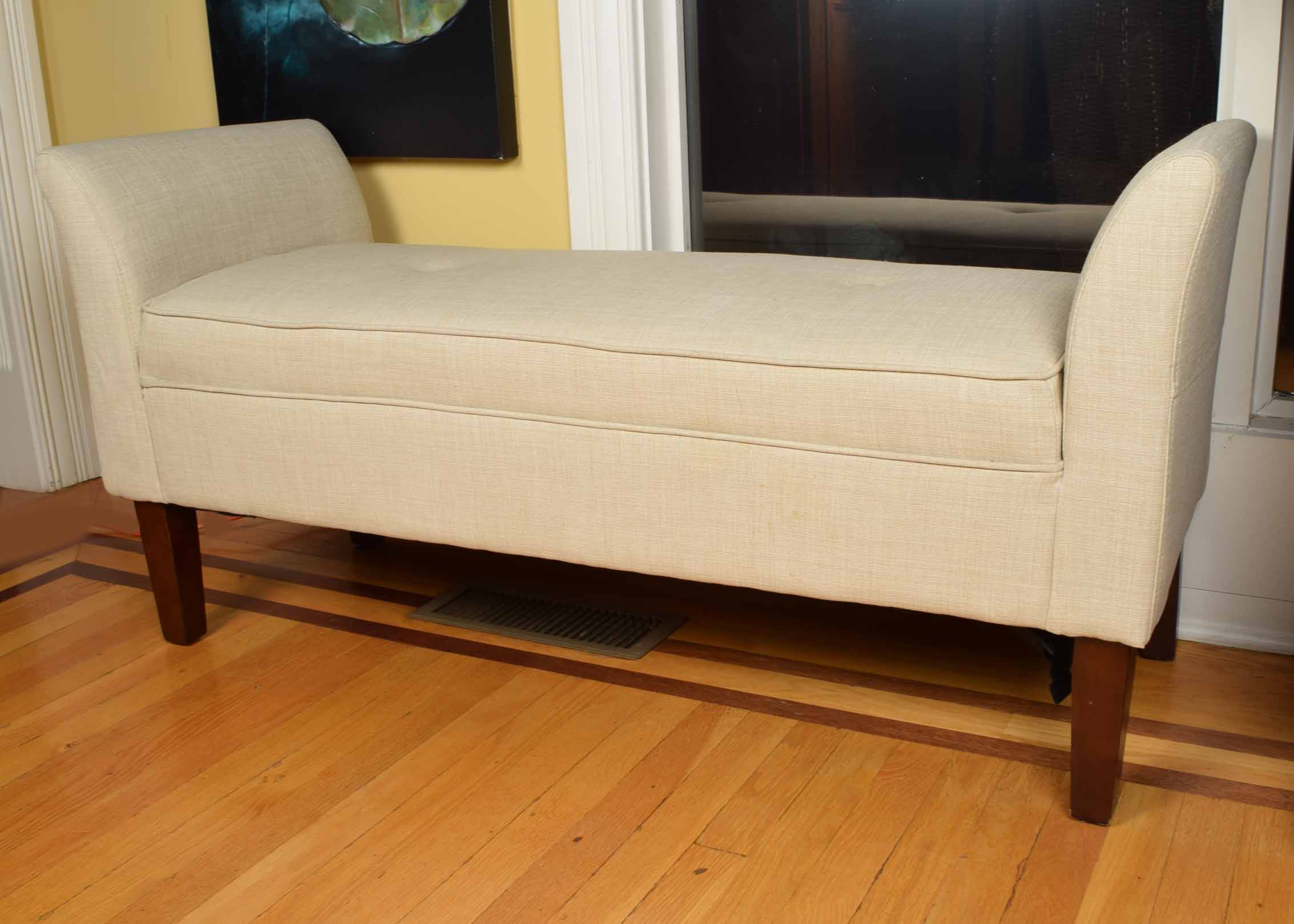 Upholstered Curved Arm Bench