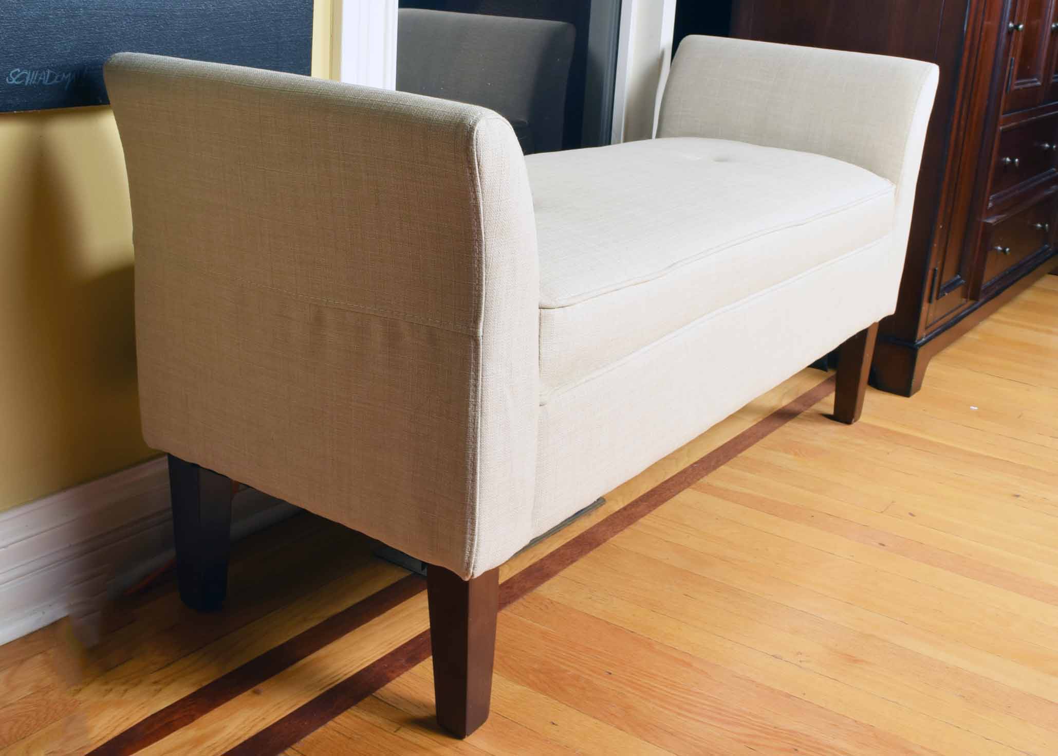 Upholstered Curved Arm Bench