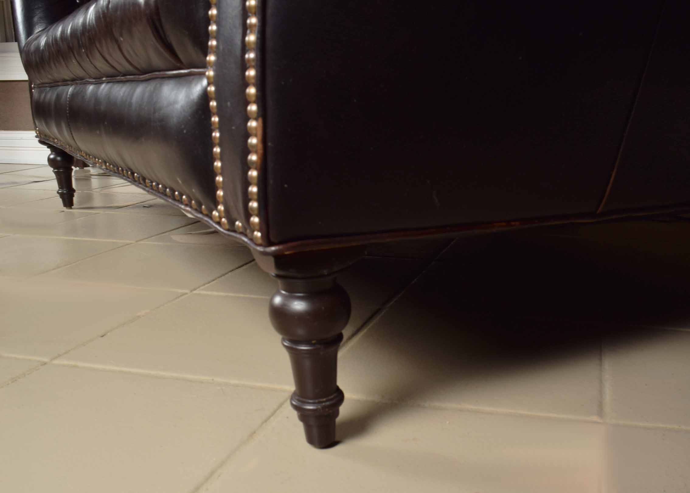 Arhaus Club Petit Chesterfield Style Tufted Leather Sofa