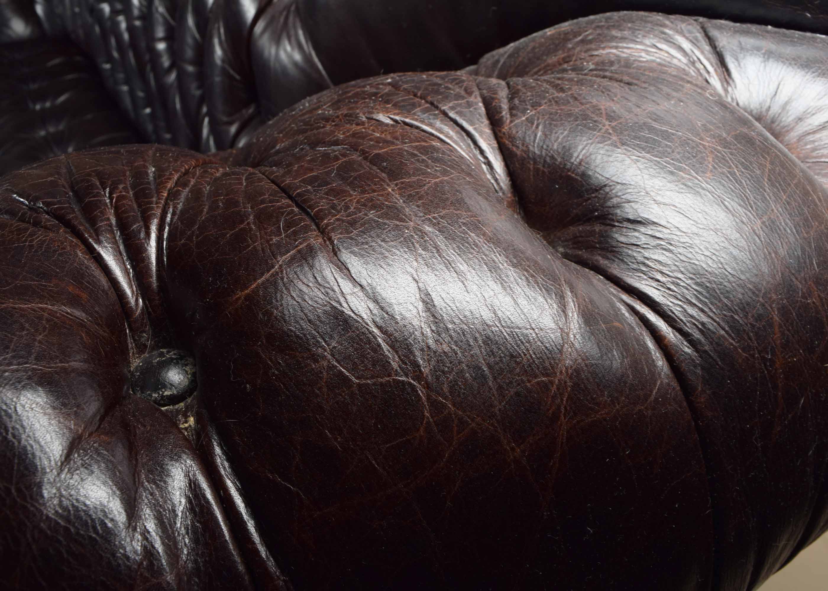 Arhaus Club Petit Chesterfield Style Tufted Leather Sofa