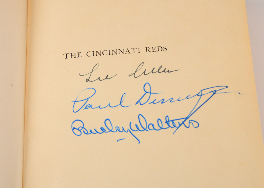 1948 Reds Signed Book with Gus Bell Glove