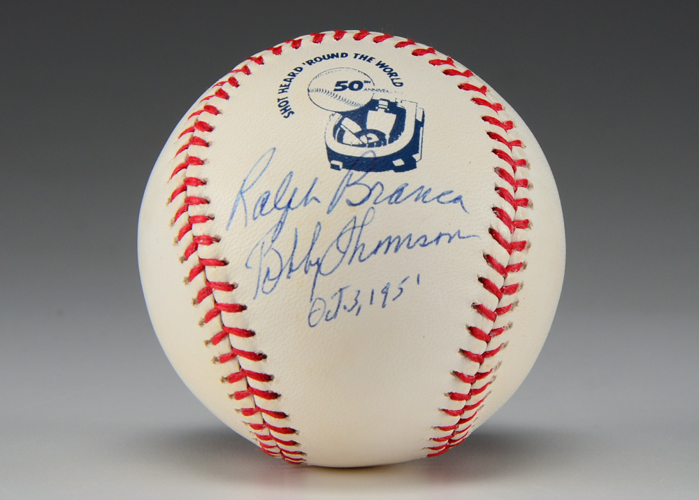 Ralph Branca and Bobby Thomson Signed Baseball  COA