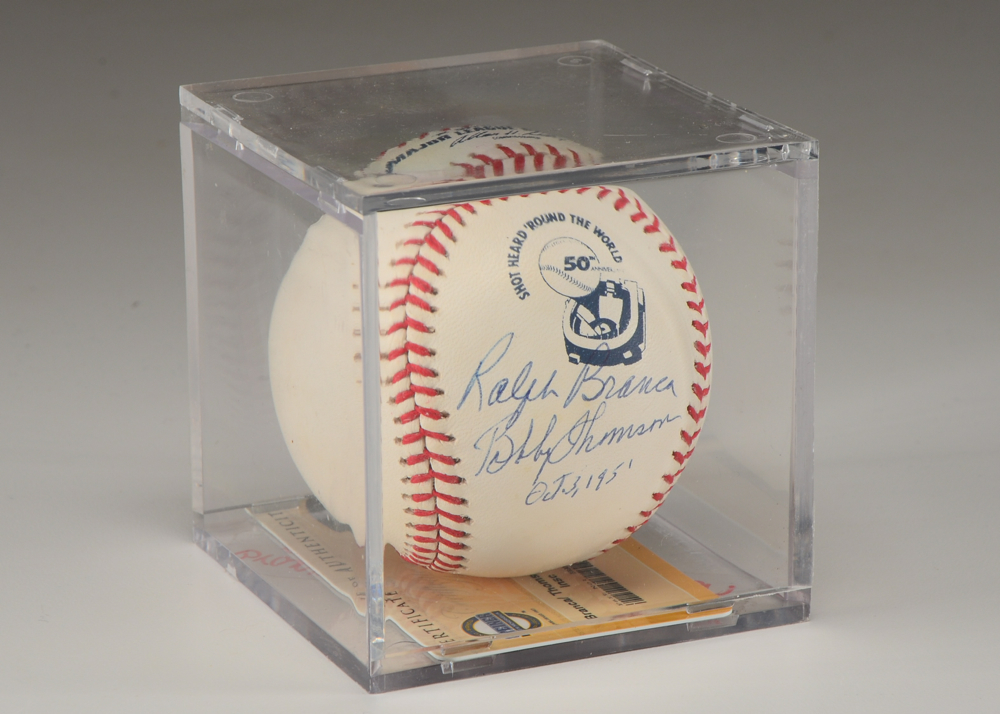 Ralph Branca and Bobby Thomson Signed Baseball  COA