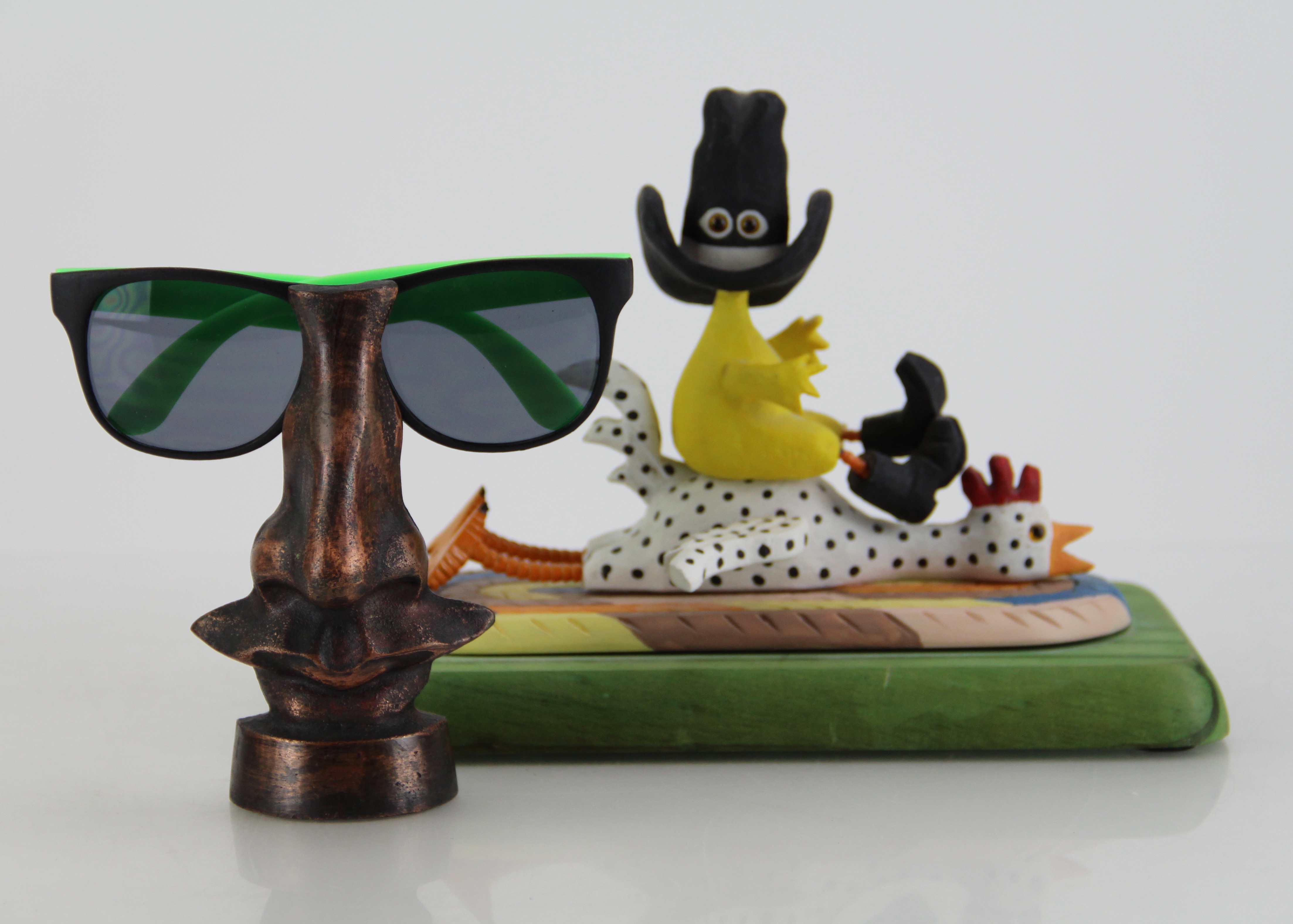 Folk Art by Bryan McNutt and Bronze Glasses Holder Art