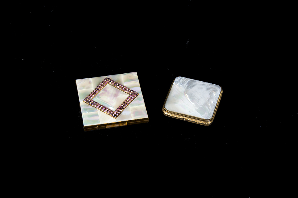 Mother of Pearl and Gold Tone Compacts