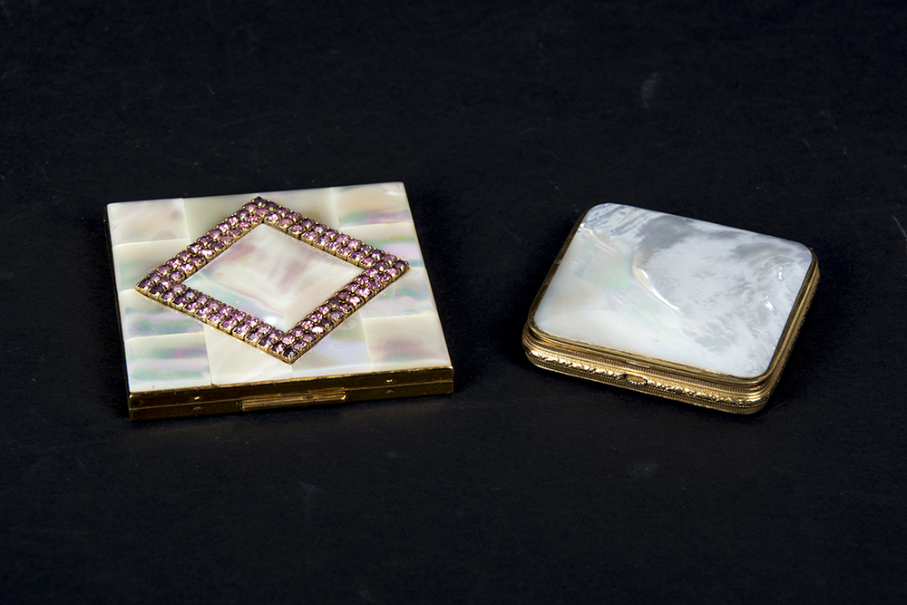 Mother of Pearl and Gold Tone Compacts