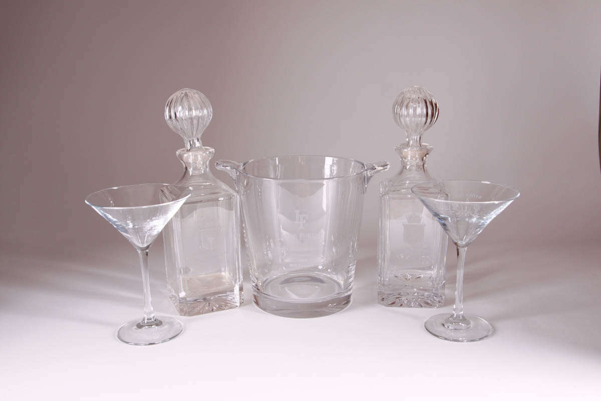 Golf Themed Ice Bucket, Decanters and Stemware