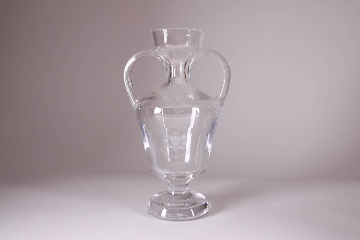 Signed Garrick Company Crystal Vase with Low Bowls