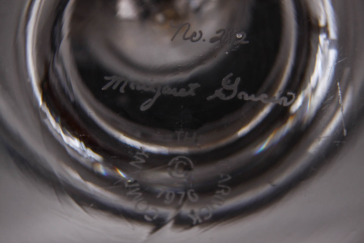 Signed Garrick Company Crystal Vase with Low Bowls