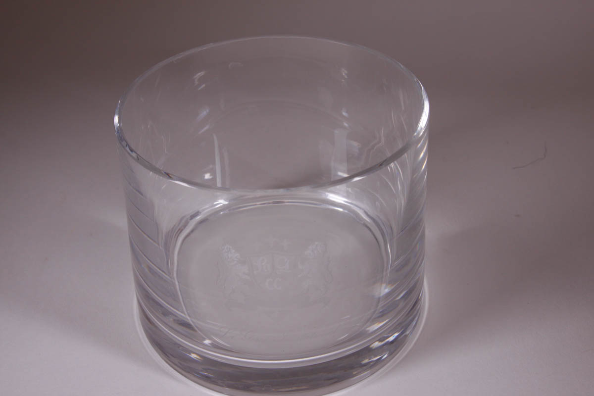 Signed Garrick Company Crystal Vase with Low Bowls