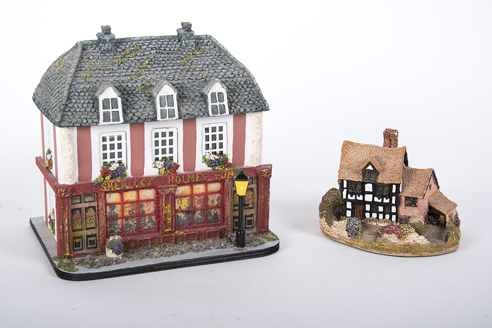 Ceramic European Cottages and Music Box