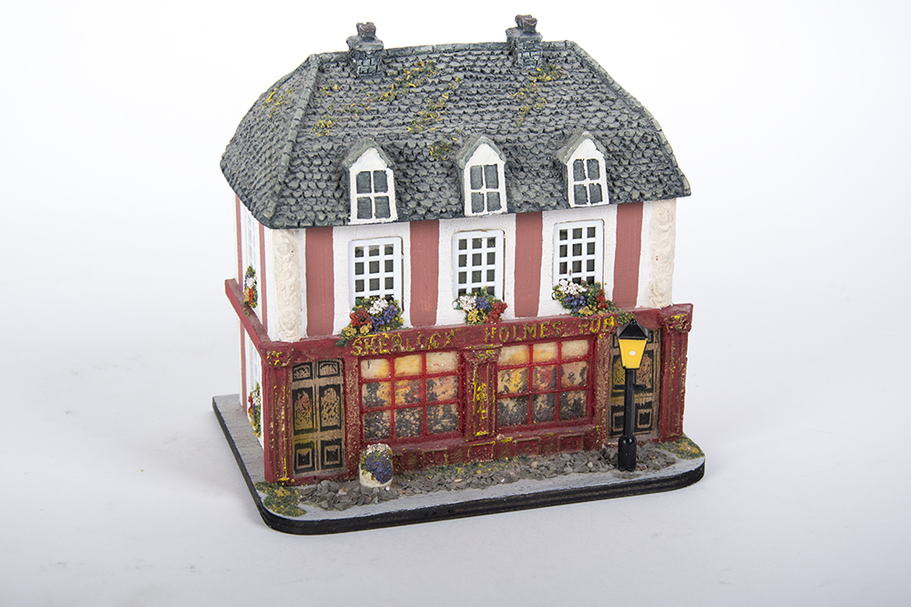 Ceramic European Cottages and Music Box