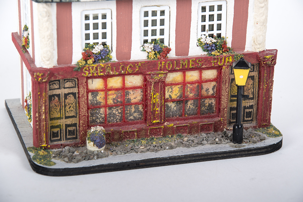 Ceramic European Cottages and Music Box