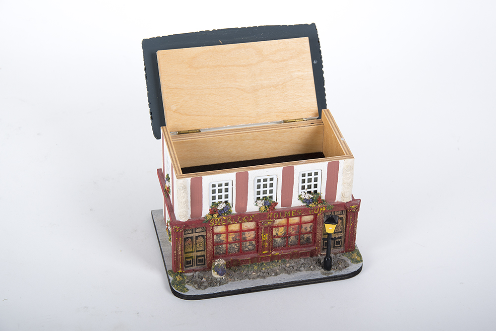 Ceramic European Cottages and Music Box