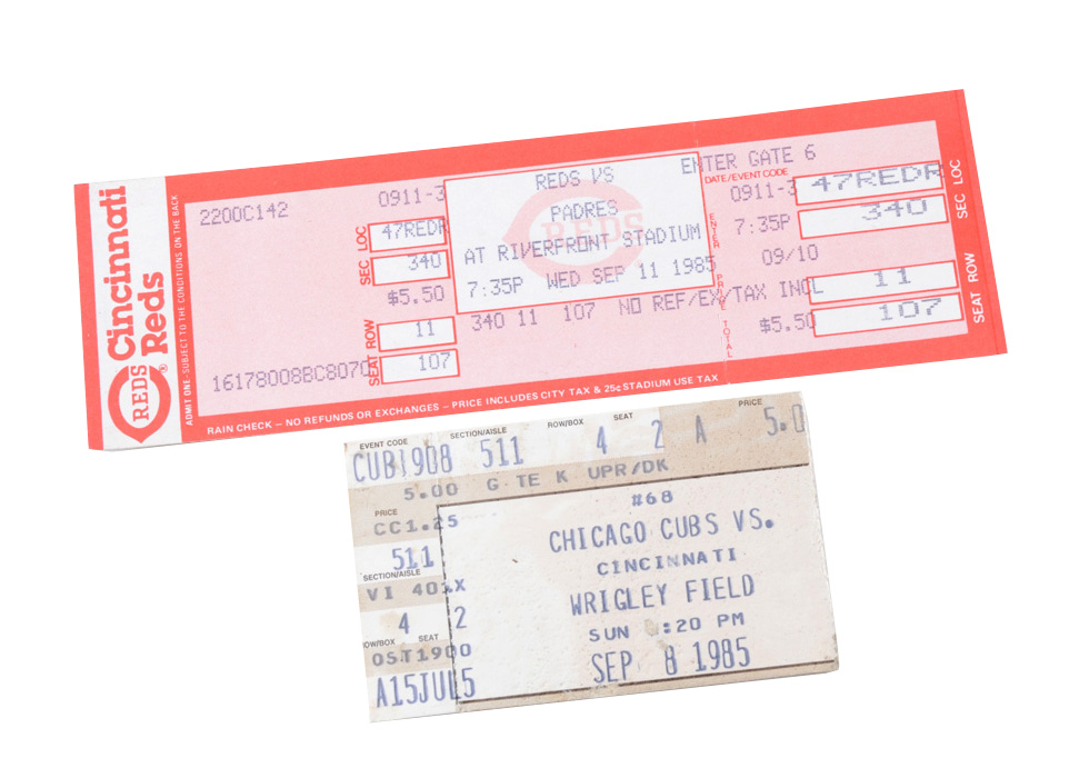 Pete Rose 4191 and 4192 Ticket Stub/Ticket