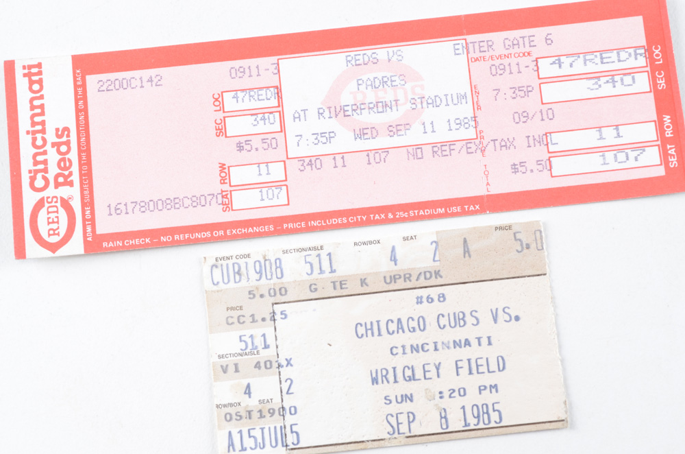 Pete Rose 4191 and 4192 Ticket Stub/Ticket