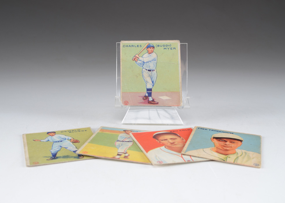 Five 1933 Goudey Gum Baseball Cards