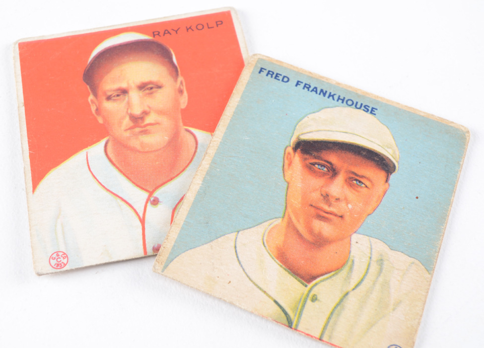 Five 1933 Goudey Gum Baseball Cards