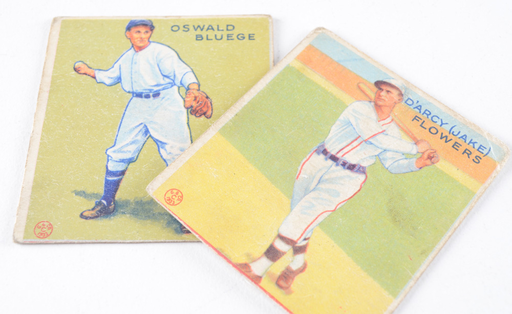 Five 1933 Goudey Gum Baseball Cards