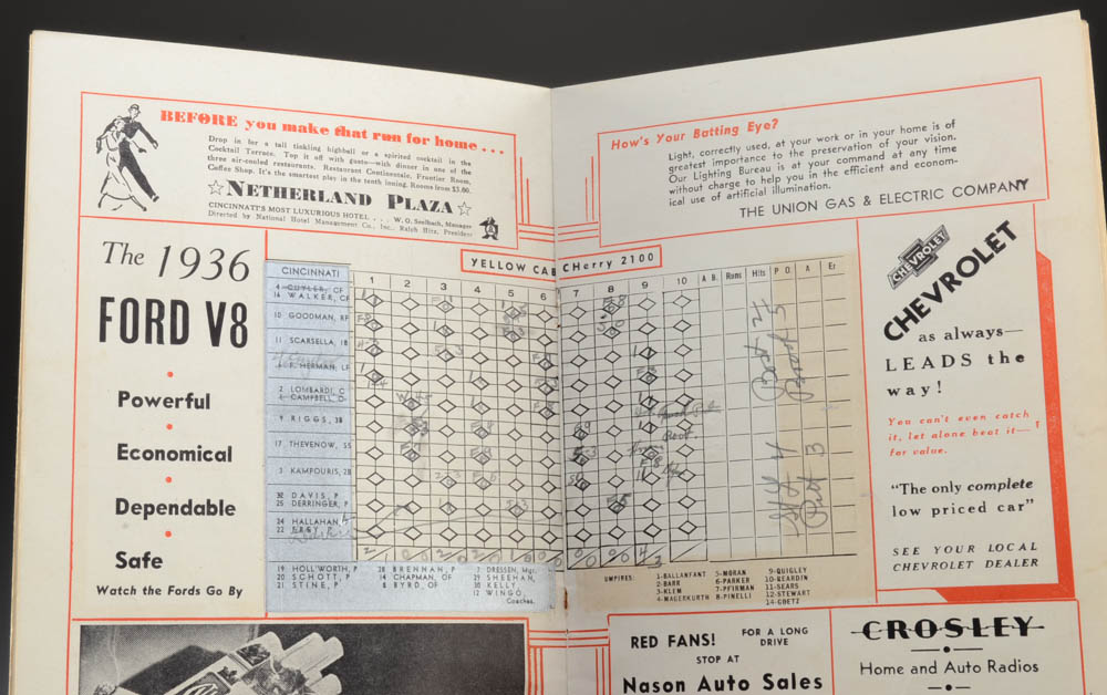 1936 Cincinnati Reds Official Score Book