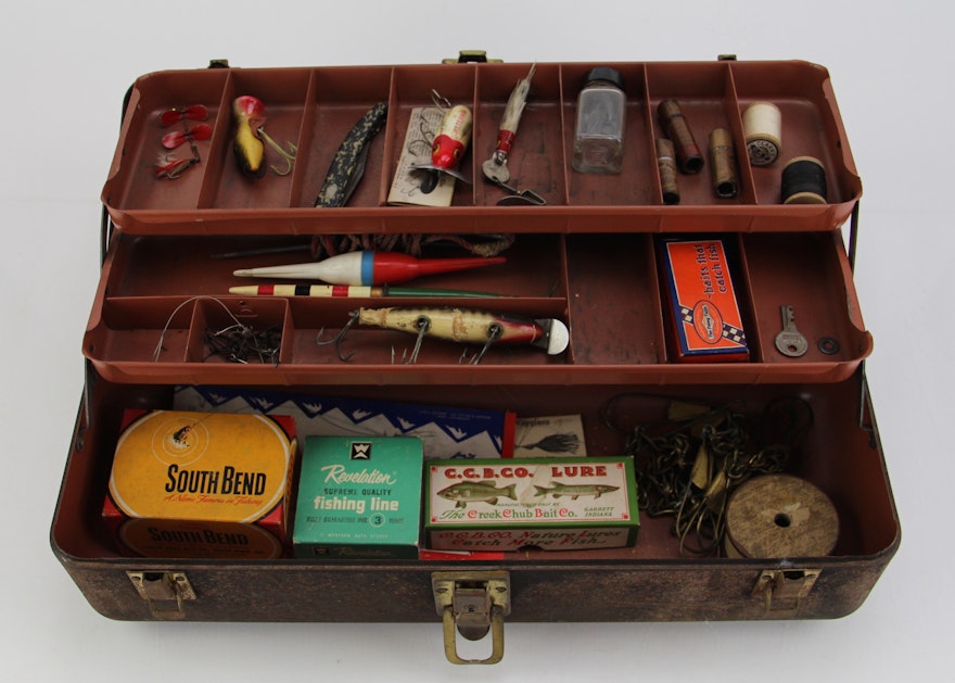 Vintage Fishing Tackle Box, Lures and More